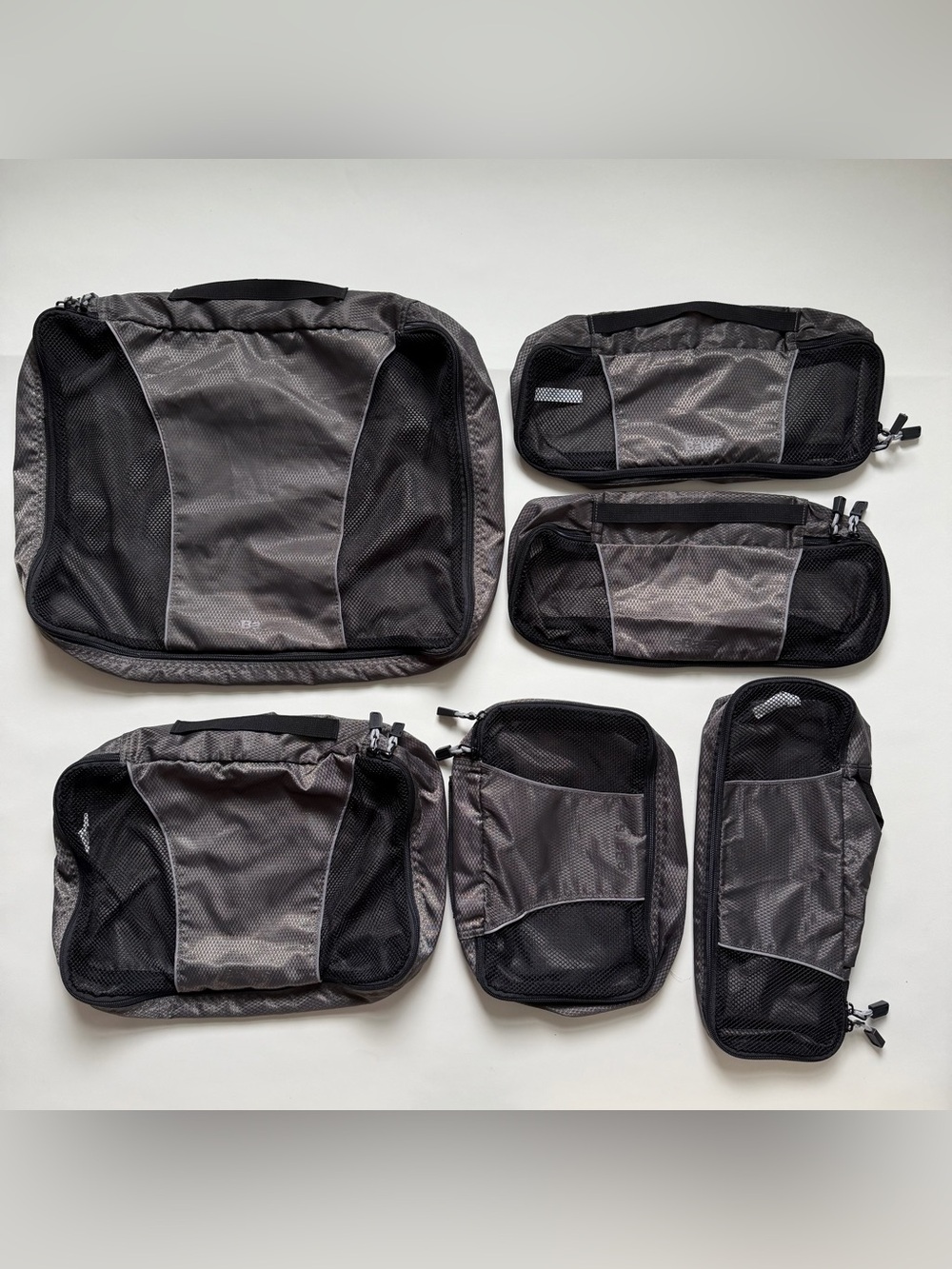 eBags Classic Packing Travel Cubes 6 Piece Set Charcoal Grey Nylon Mesh
